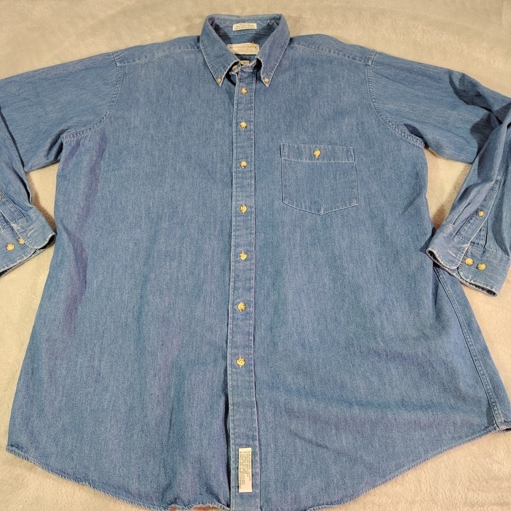 Natural Exchange Denim Shirt Men Tall 18 35/36 Cotton 70's Mod Classic Hippie